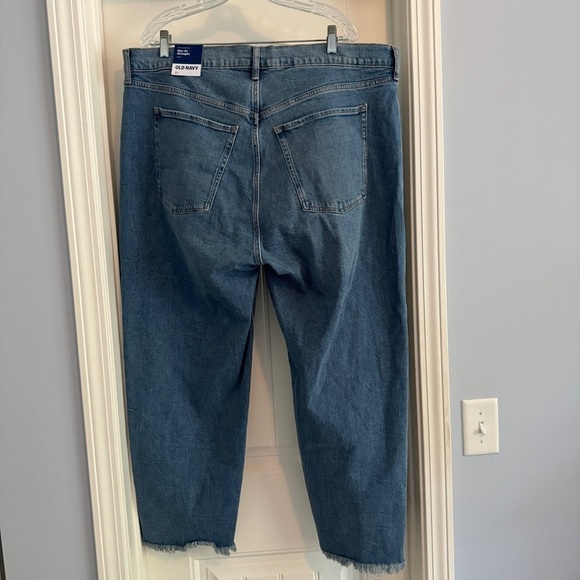 NEW Old Navy 22 Extra High Rise Ski-Hi Straight Jeans Raw Hem - Picture 3 of 8
